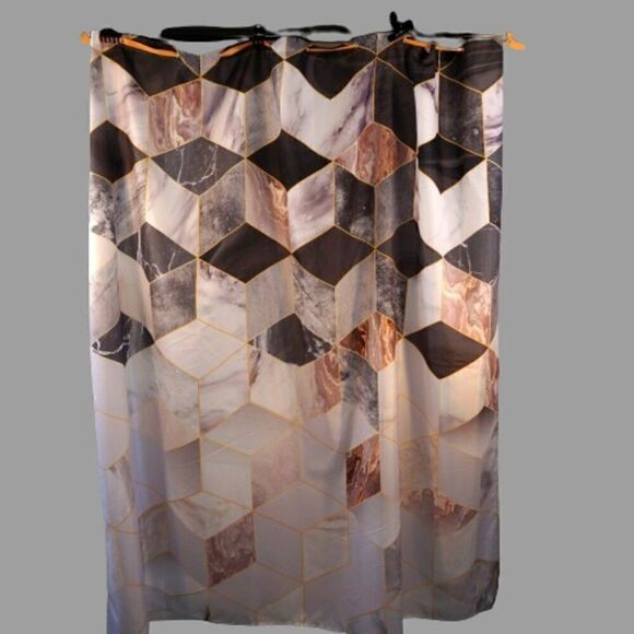 Bathroom Shower Curtain Abstract Modern Geometric Marble - Picture 2 of 9